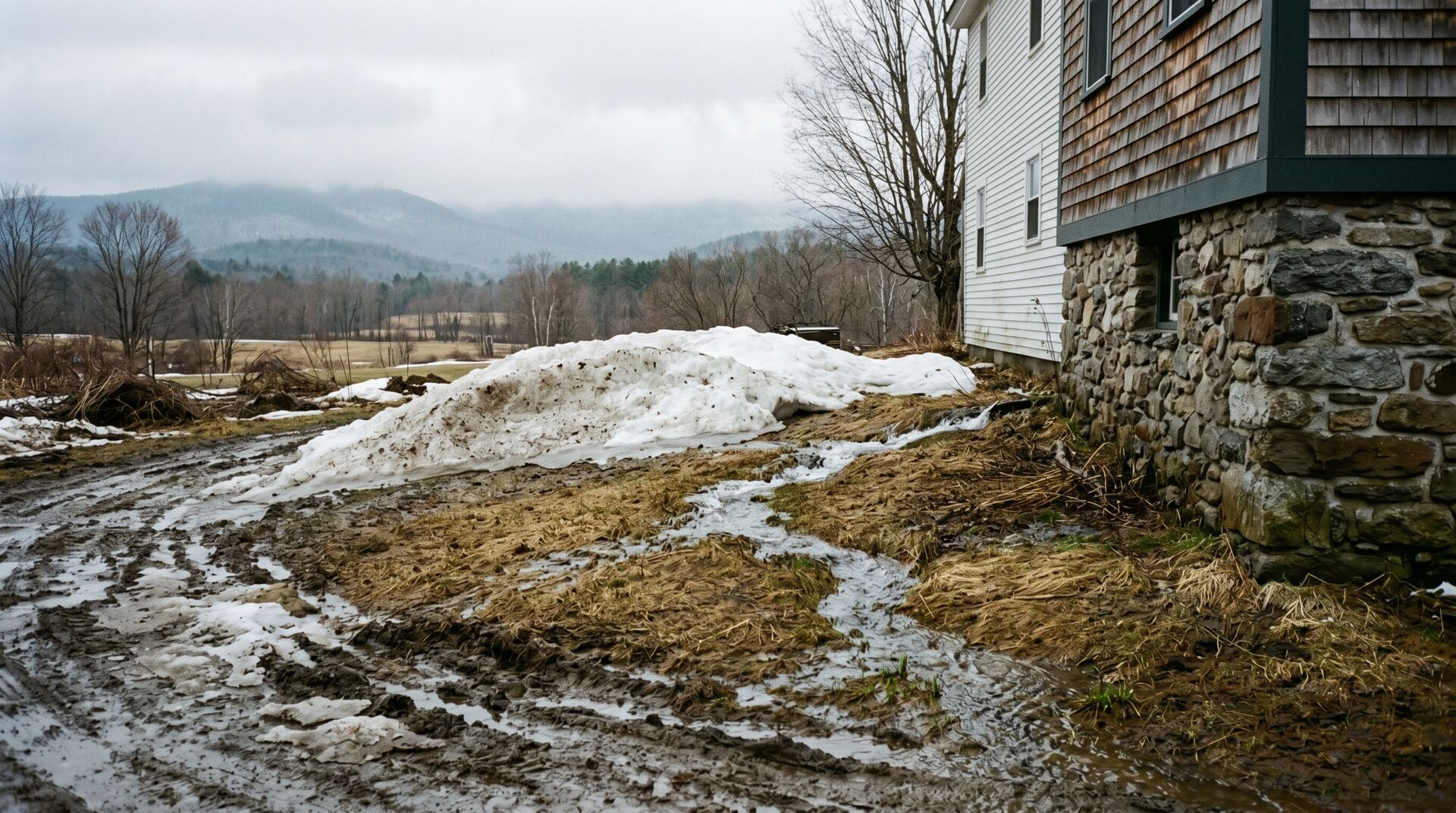Spring Drainage Problems After Vermont Snowmelt